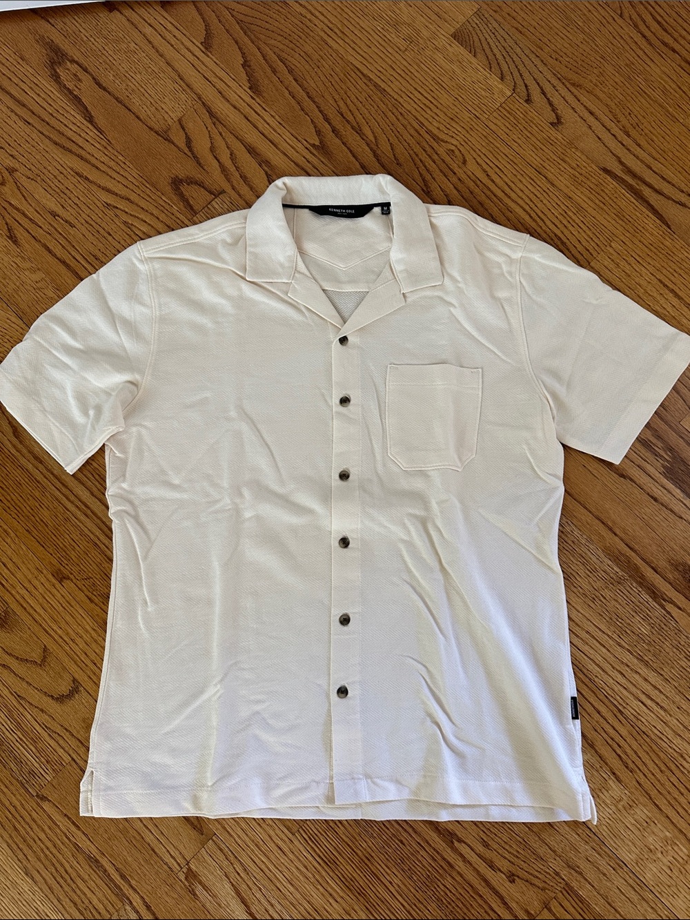 Kenneth Cole Cream Short-Sleeve Button-Front Camp Shirt